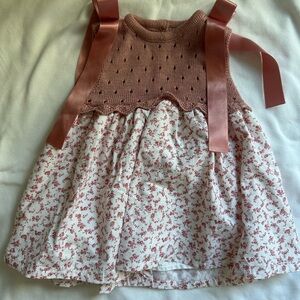 Charming Pink and White Floral Kids Dress